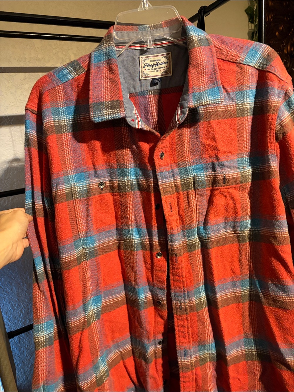 Flag & Anthem Red Plaid Lightweight Shirt Jacket - Casual Layering